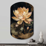 Blooming Vintage Lotus In The Pond I - Asymmetric Metal Wall Art