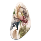 Blooming Peony In Gray Earth Tones V - Asymmetric Metal Wall Art