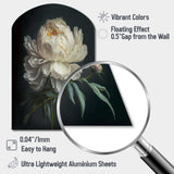 Blooming White Peony V - Asymmetric Metal Wall Art