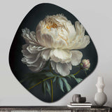 Blooming White Peony V - Asymmetric Metal Wall Art