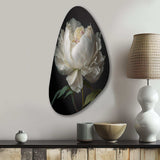 Blooming White Peony VI - Asymmetric Metal Wall Art