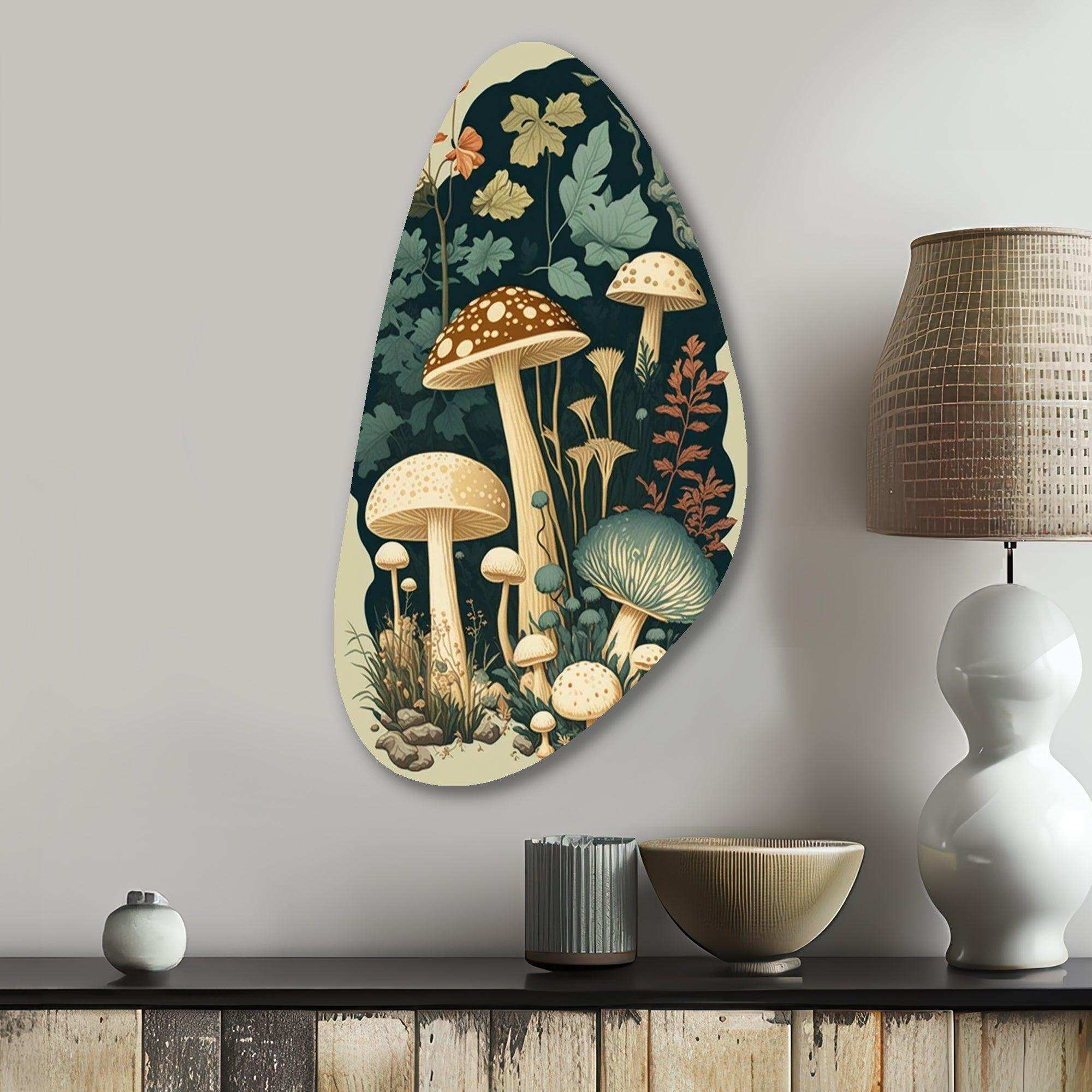 Vintage Mushrooms Amanita Muscaria III - Asymmetric Metal Wall Art