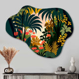 Blossoming And Vibrant Jungle Flora I - Asymmetric Metal Wall Art