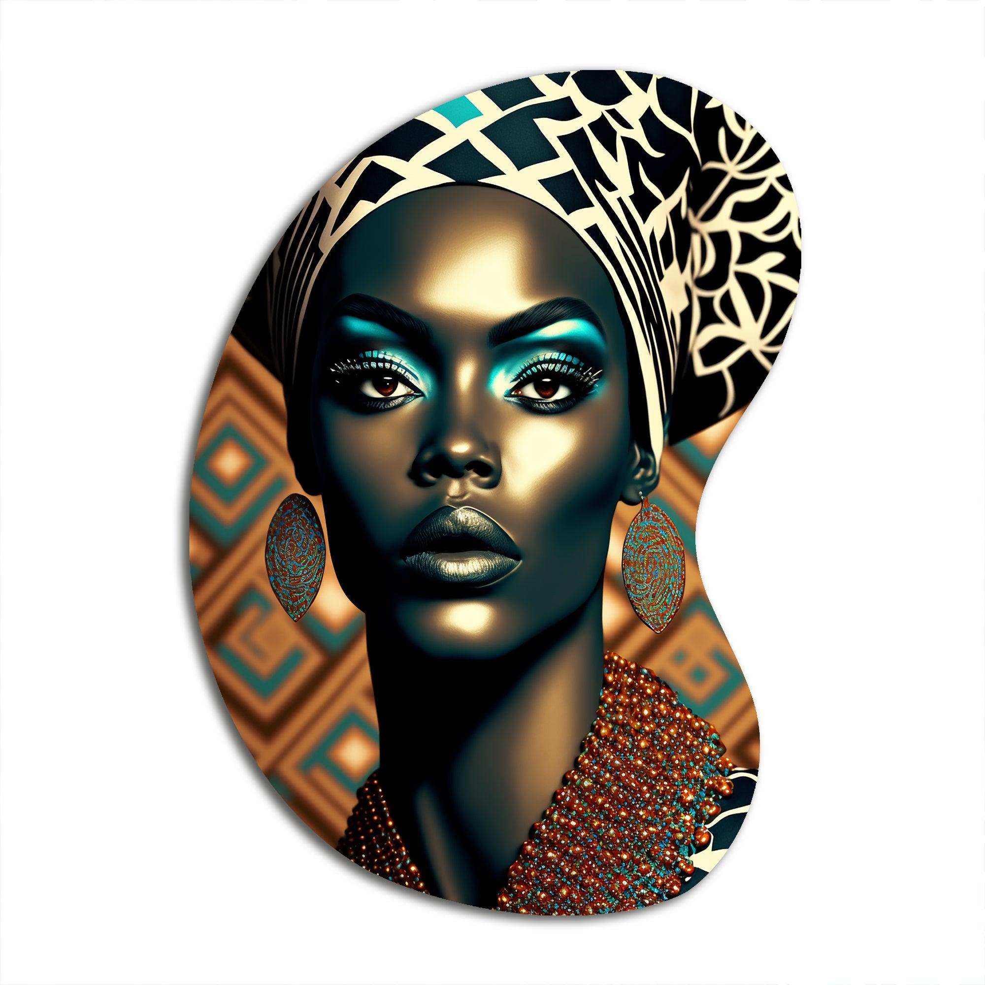 Portrait Of Glamorous African Lady VI - Asymmetric Metal Wall Art