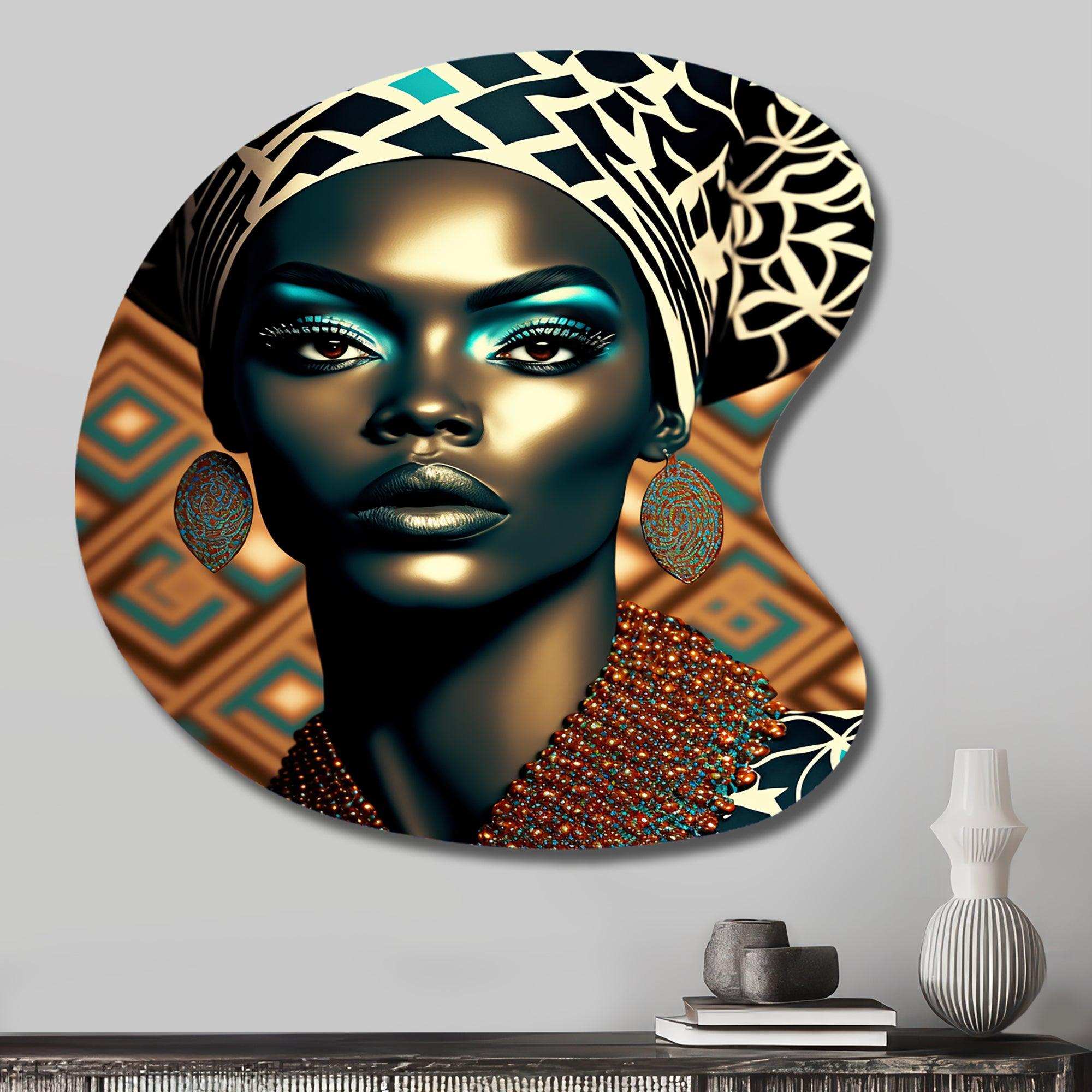 Portrait Of Glamorous African Lady VI - Asymmetric Metal Wall Art