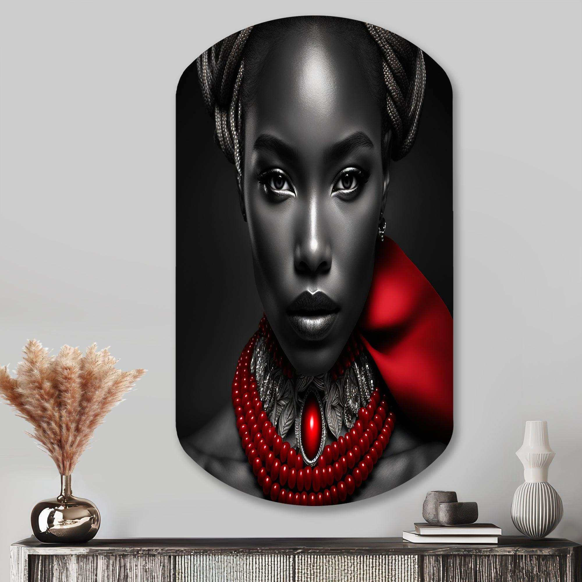 The Lady With The Red Ruby III - Asymmetric Metal Wall Art