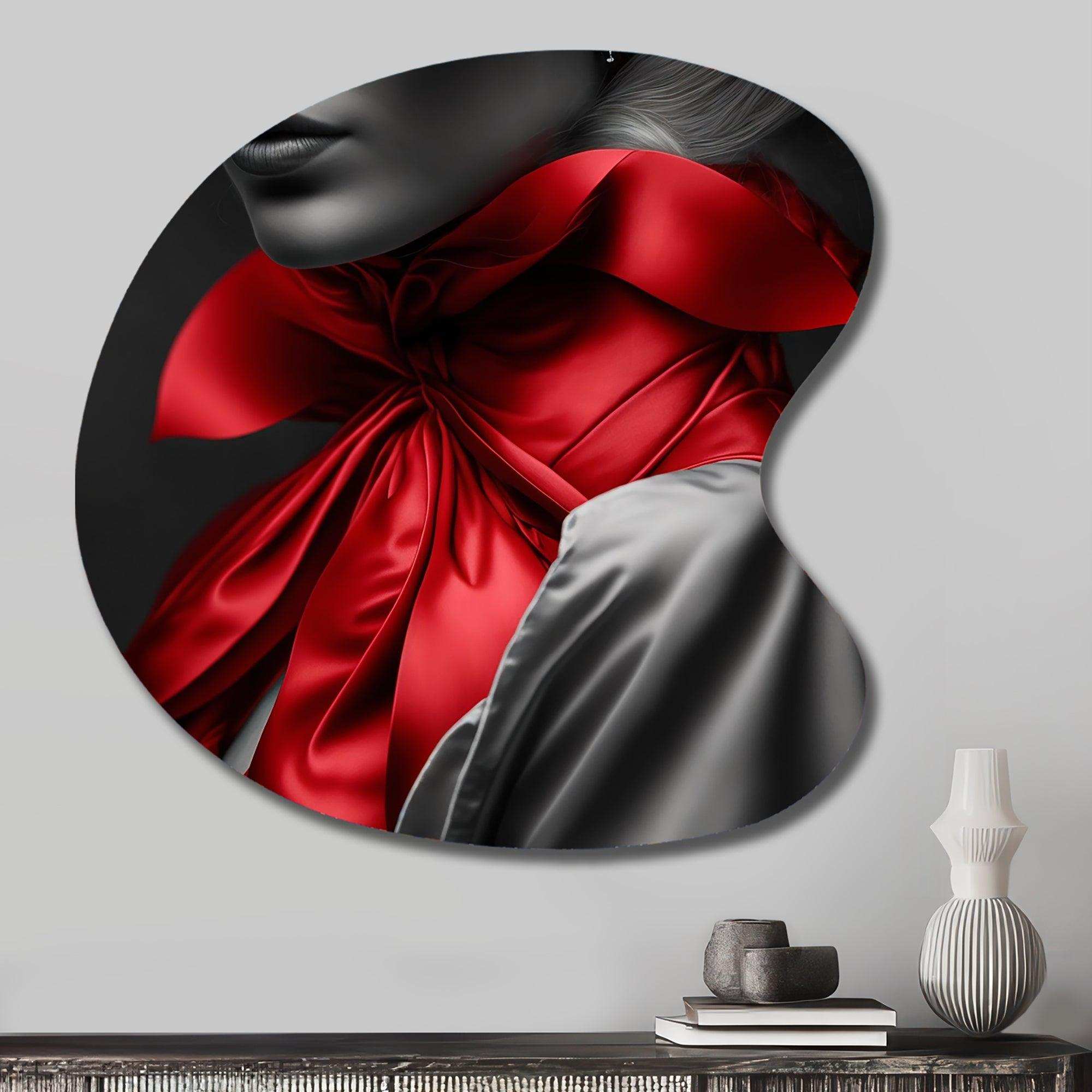 Elegant Retro Allure In Black And Red II - Asymmetric Metal Wall Art
