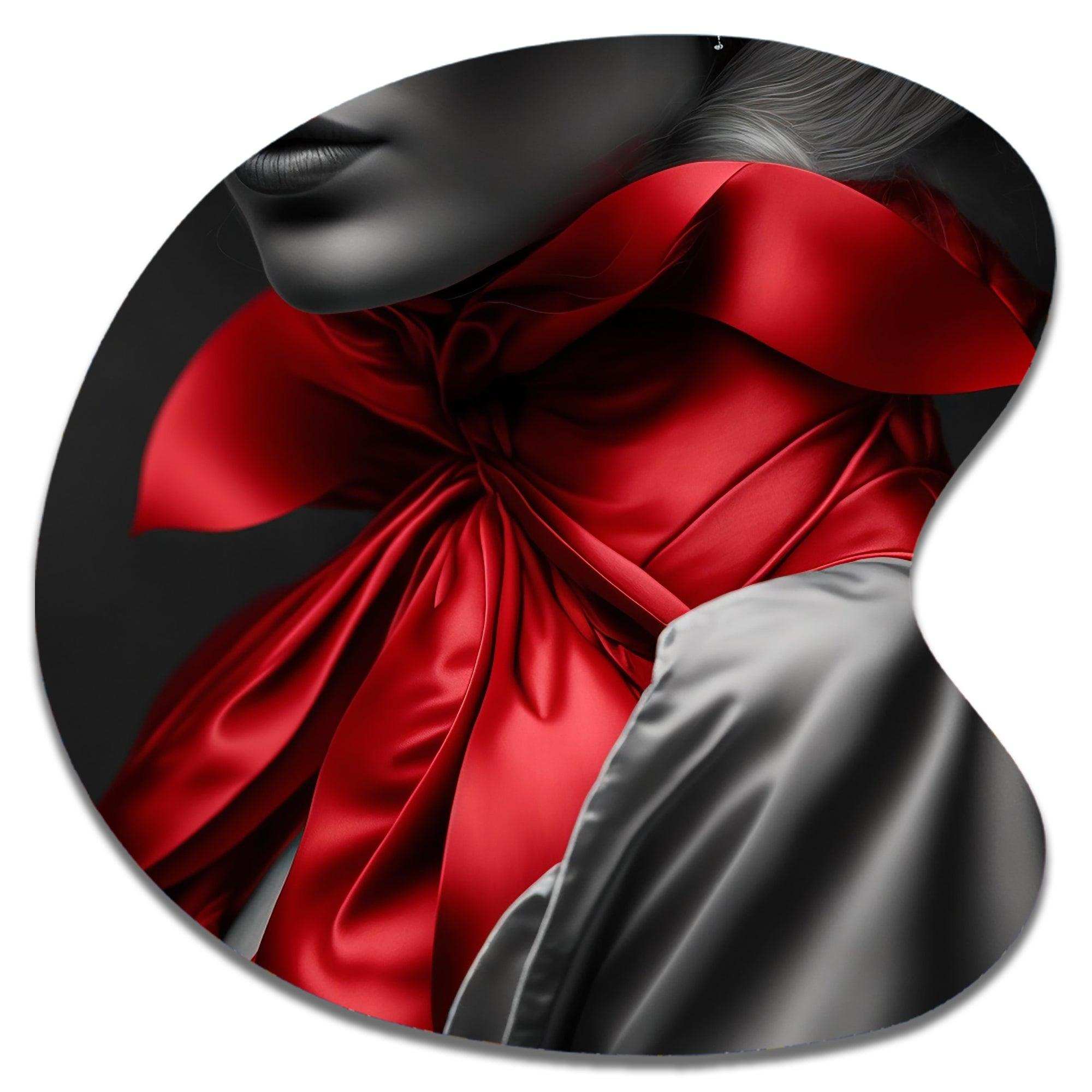 Elegant Retro Allure In Black And Red II - Asymmetric Metal Wall Art