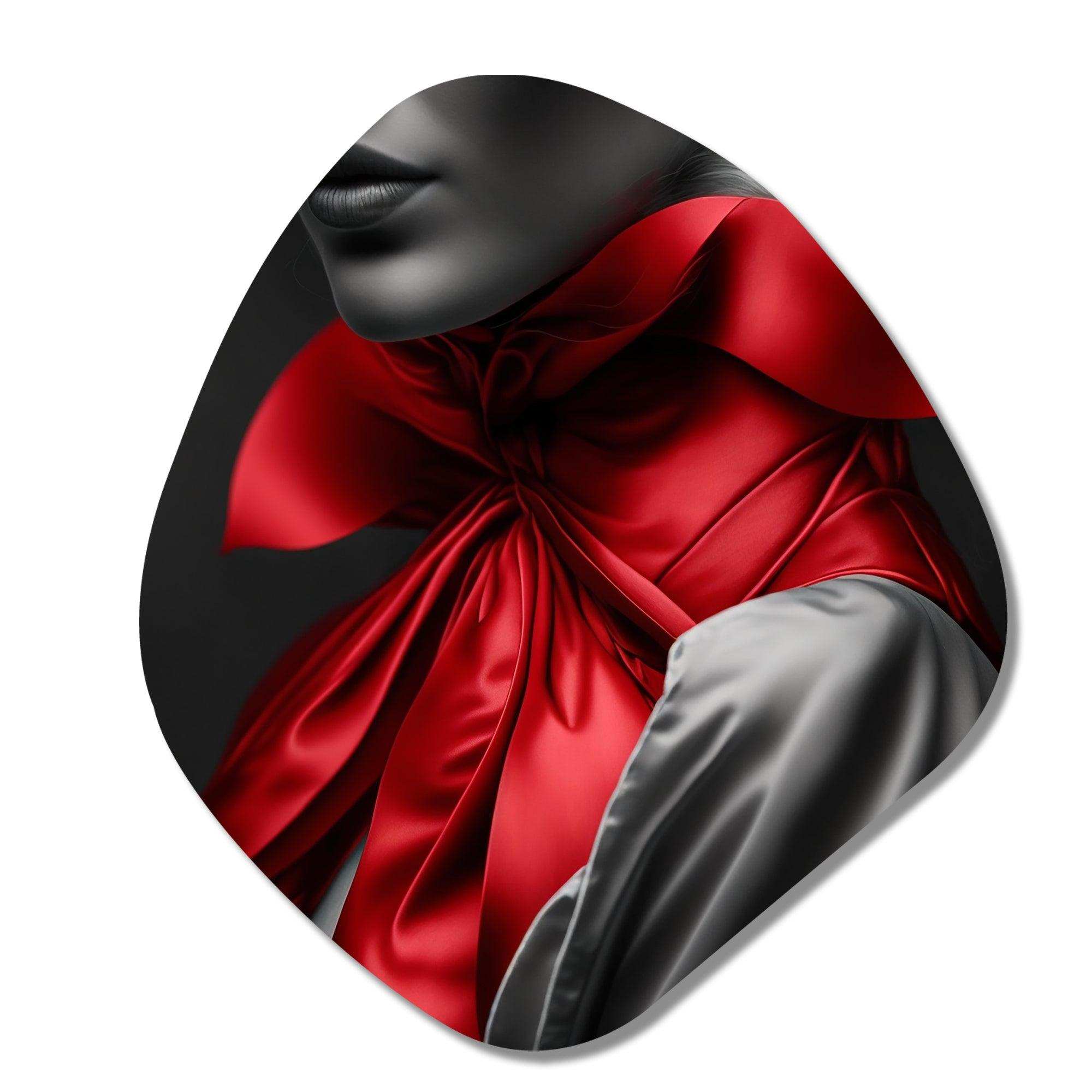 Elegant Retro Allure In Black And Red II - Asymmetric Metal Wall Art