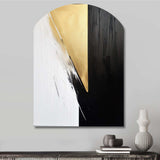 Minimal Joy In Black And Gold IV - Asymmetric Metal Wall Art