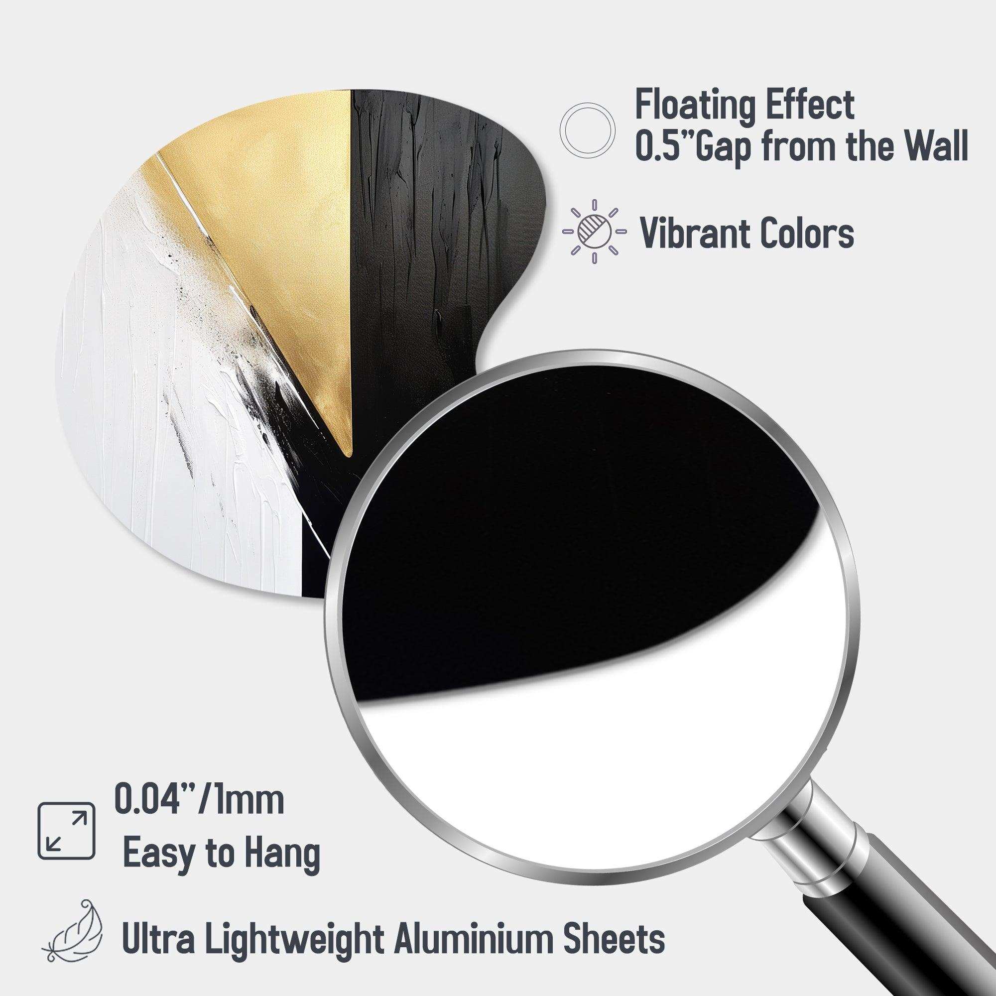 Minimal Joy In Black And Gold IV - Asymmetric Metal Wall Art