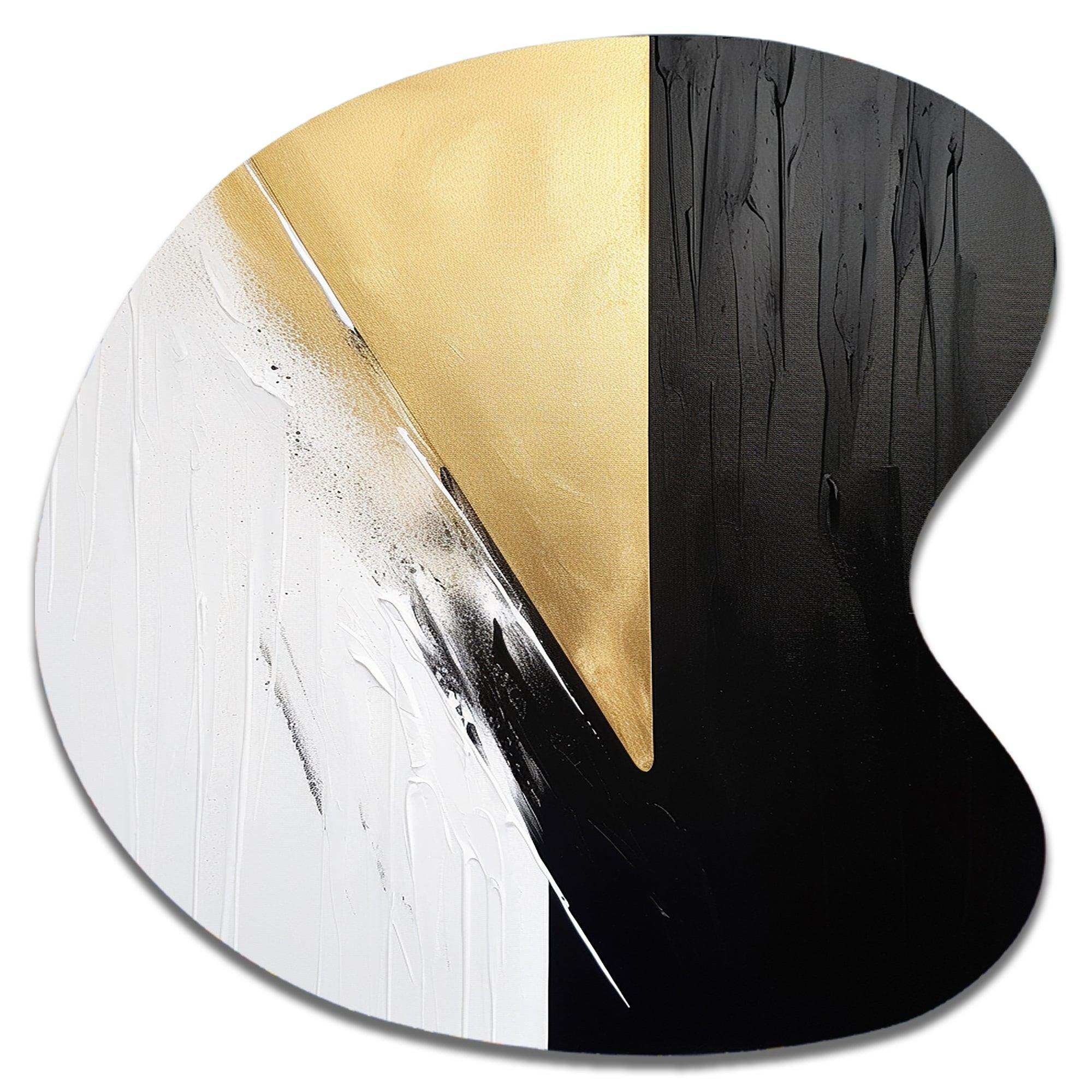 Minimal Joy In Black And Gold IV - Asymmetric Metal Wall Art
