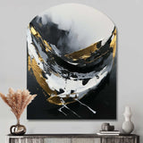 Minimal Joy In Black And Gold X - Asymmetric Metal Wall Art