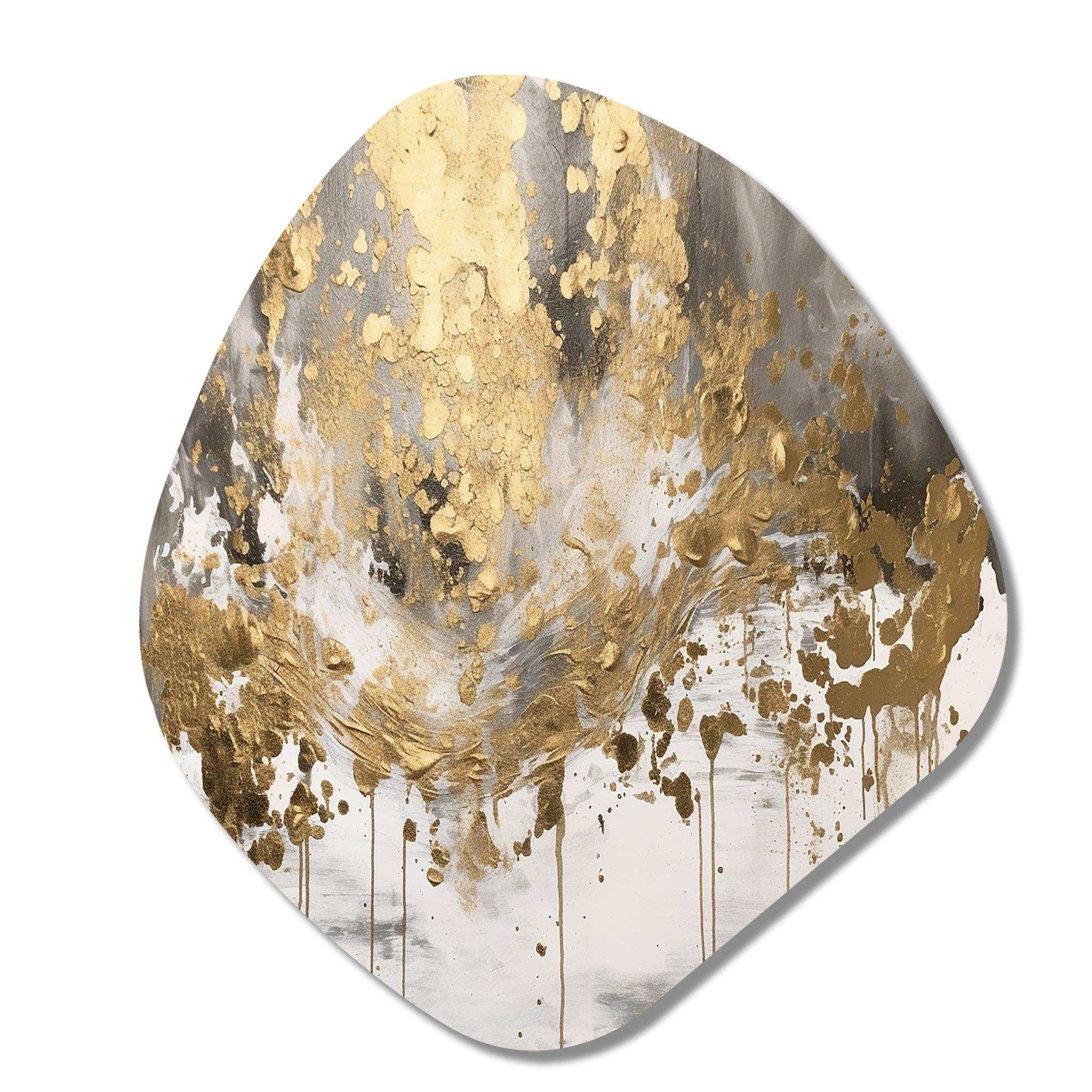 Modern Golden Drip - Asymmetric Metal Wall Art