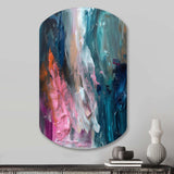 Modern Blue and Pink Abstract - Asymmetric Metal Wall Art