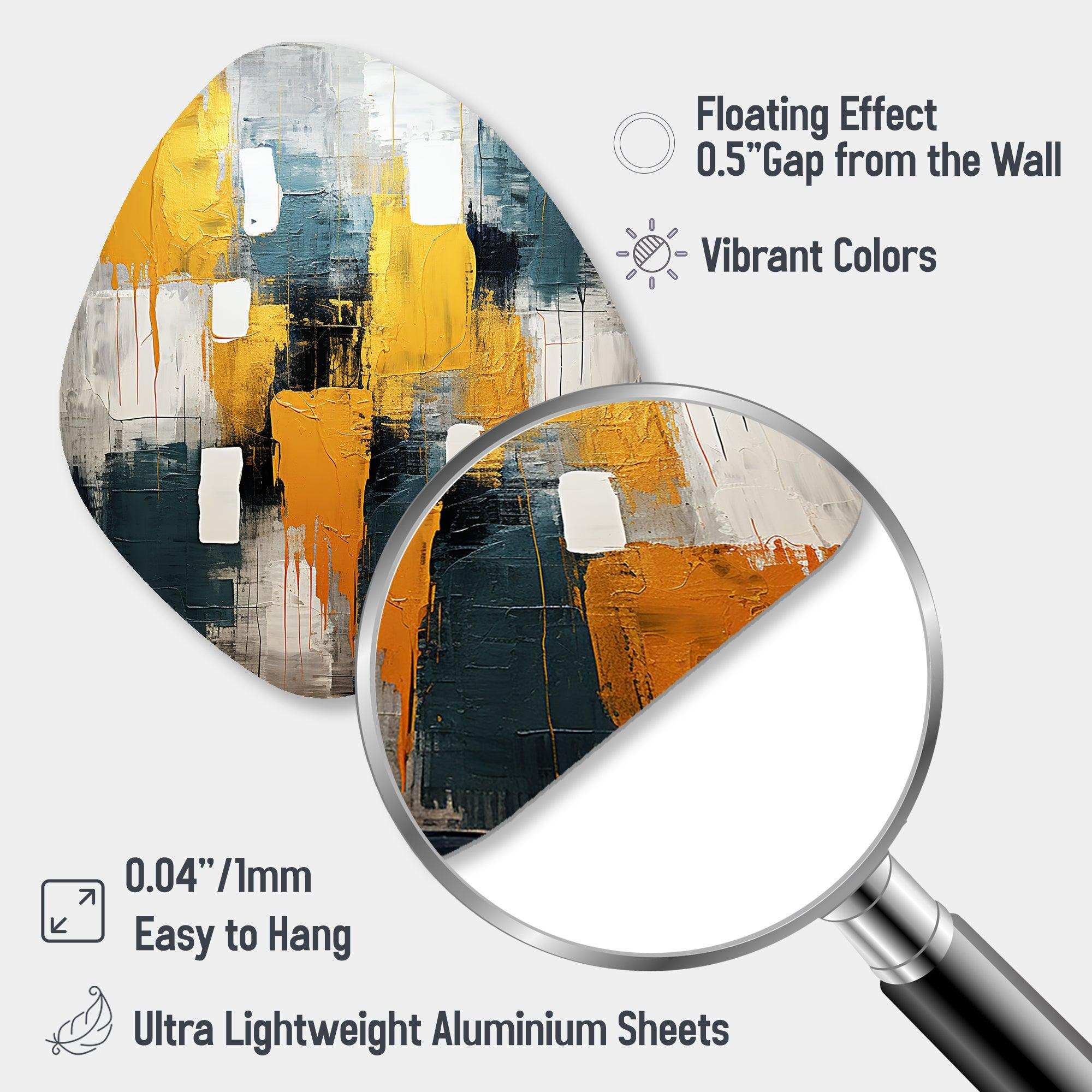 Bliss Of Happiness In Yellow And Blue VI - Asymmetric Metal Wall Art