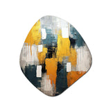 Bliss Of Happiness In Yellow And Blue VI - Asymmetric Metal Wall Art