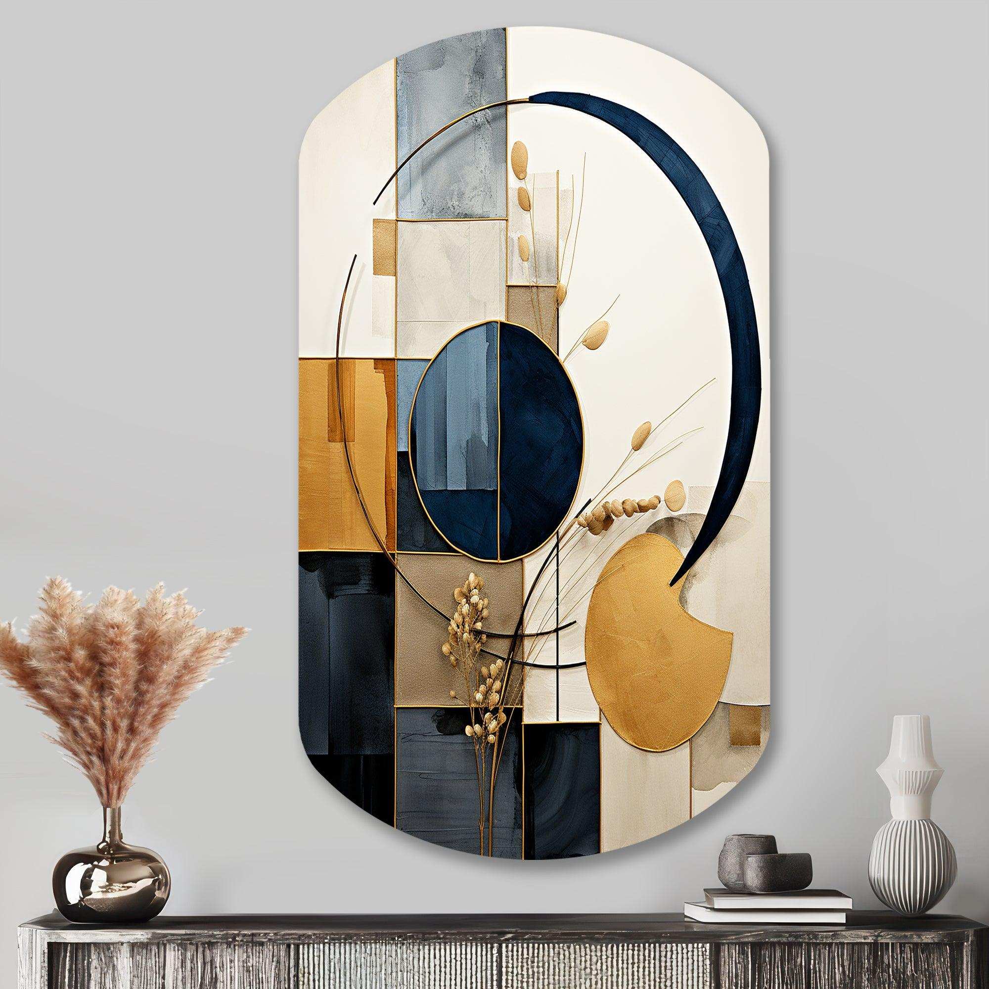 Organic Simplicity Minimal Geometry Navy Blue II - Asymmetric Metal Wall Art