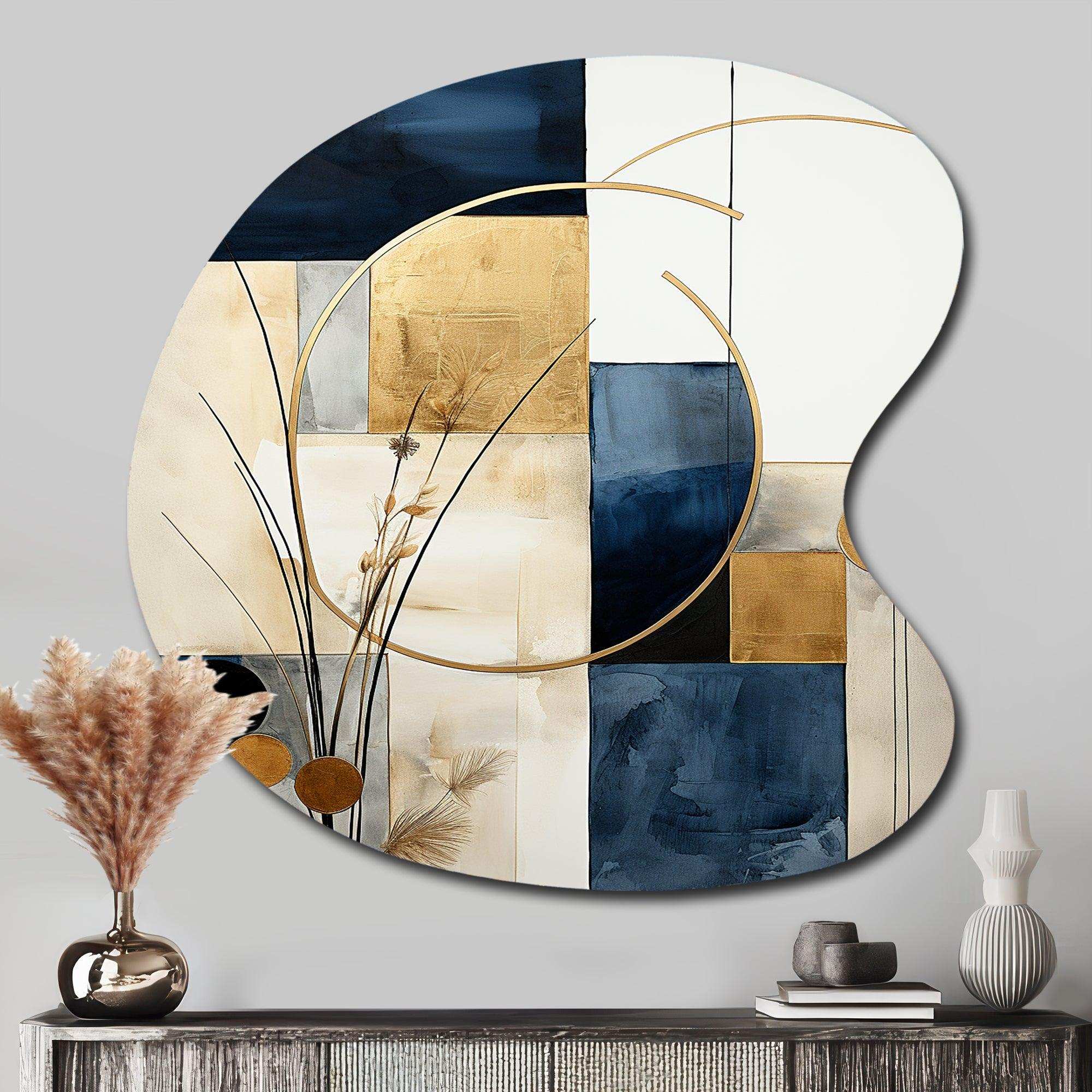 Organic Simplicity Minimal Geometry Navy Blue III - Asymmetric Metal Wall Art