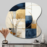 Organic Simplicity Minimal Geometry Navy Blue III - Asymmetric Metal Wall Art