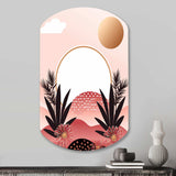 Boho Dreams Abstract Landscape In Vintage Pink I - Asymmetric Metal Wall Art