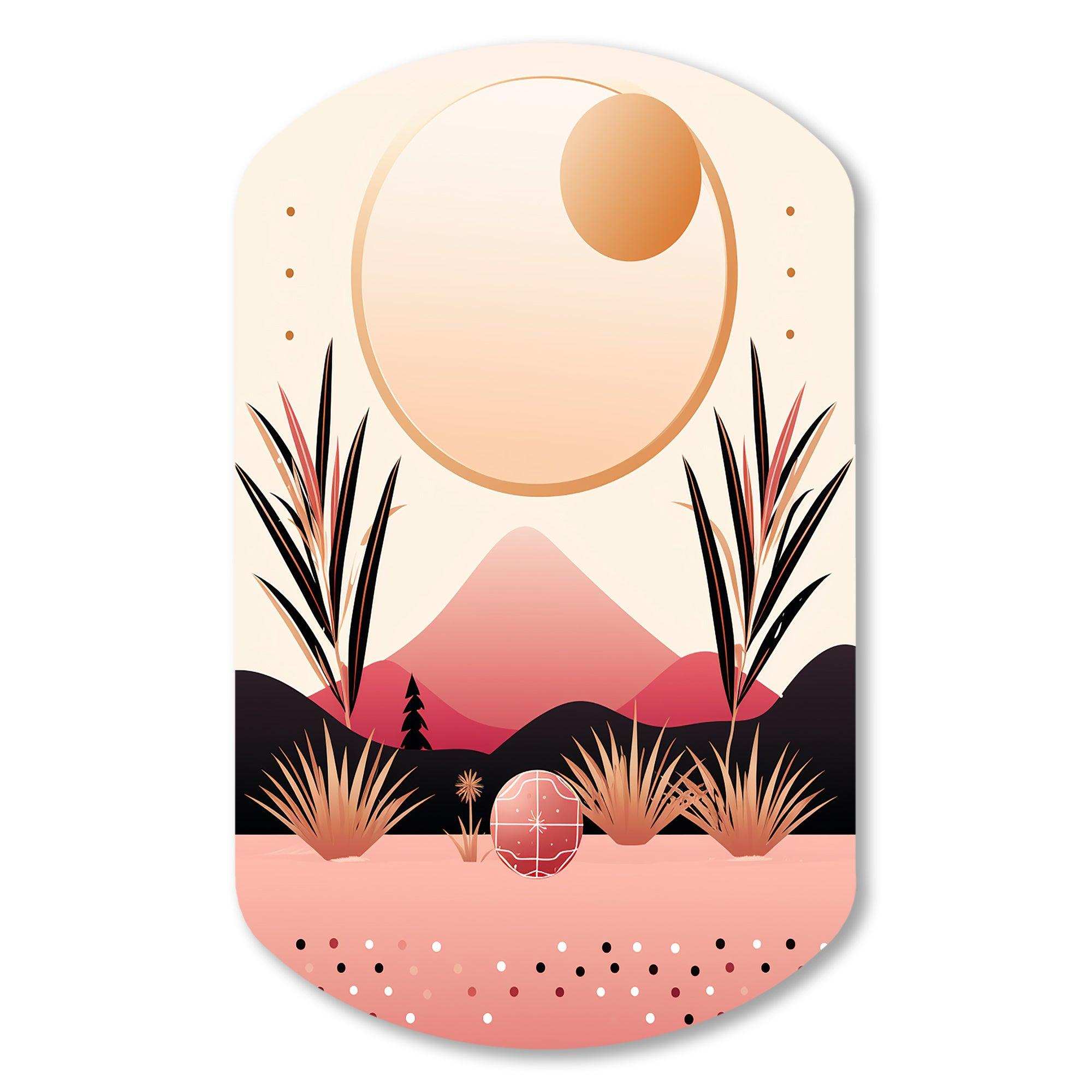 Boho Dreams Abstract Landscape In Vintage Pink III - Asymmetric Metal Wall Art