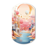 Boho Dreams River Landscape Vintage Blue Pink - Asymmetric Metal Wall Art