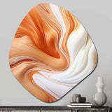 Orange And White Paint Waves - Asymmetric Metal Wall Art