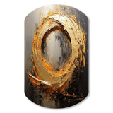 Spiral Vintage Gold Painting On Black I - Asymmetric Metal Wall Art