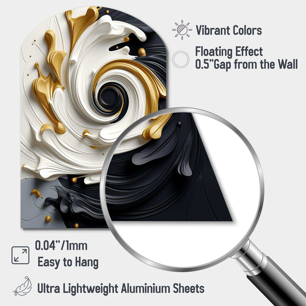 Liquid Gold Black & White Textured Spiral Magic - Asymmetric Metal Wal ...
