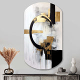 New Balance Dreams Abstract Gold And Black - Asymmetric Metal Wall Art