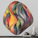 Vintage Colourful Pastel Leaves Watercolor Gray I - Asymmetric Metal Wall Art