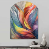 Vintage Rainbow Pastel Leaves Boho Watercolor I - Asymmetric Metal Wall Art