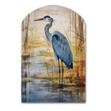 Blue Heron By The Watersite Watercolor - Asymmetric Metal Wall Art