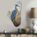 Blue Heron By The Watersite Watercolor I - Asymmetric Metal Wall Art