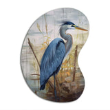 Blue Heron By The Watersite Watercolor I - Asymmetric Metal Wall Art