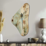 Vintage Painting Of Dragonfly Flying I - Asymmetric Metal Wall Art