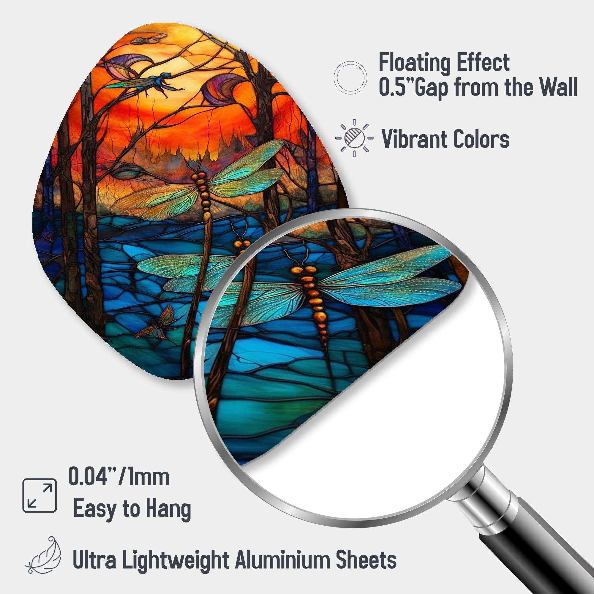 Majestic Dragonfly In Enchanted Forest I - Asymmetric Metal Wall Art