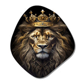 Majestic Lion King With Golden Crown I - Asymmetric Metal Wall Art