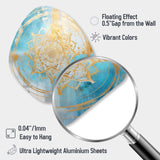 Divine Mandala Delicate Gold Gentle Turquoise - Asymmetric Metal Wall Art