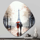 Love In Paris Vintage Watercolor I - Asymmetric Metal Wall Art