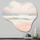Ocean Tranquility Tender Pink Pastel Sunrise I - Asymmetric Metal Wall Art