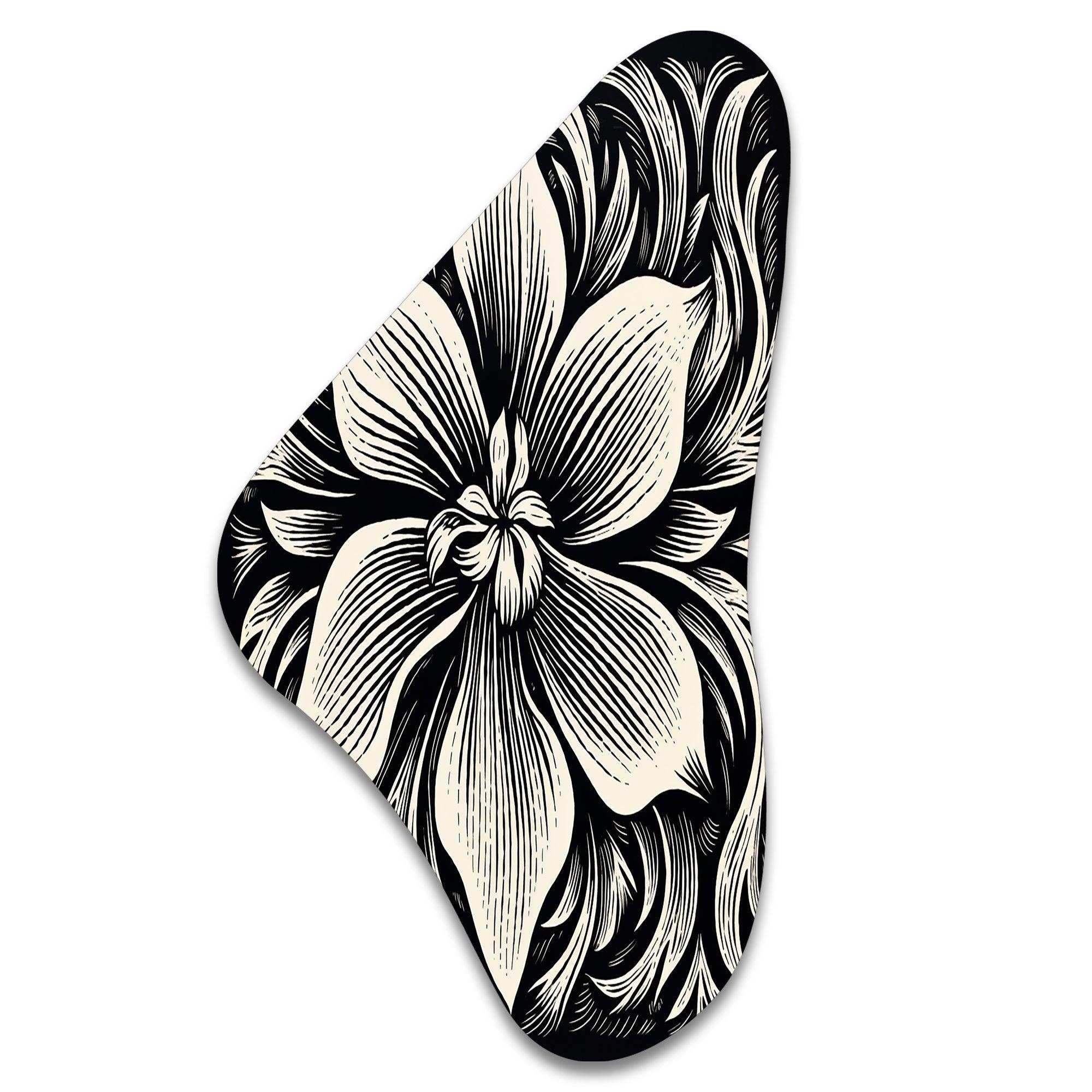 Monochrome Iris In Black And White - Asymmetric Metal Wall Art