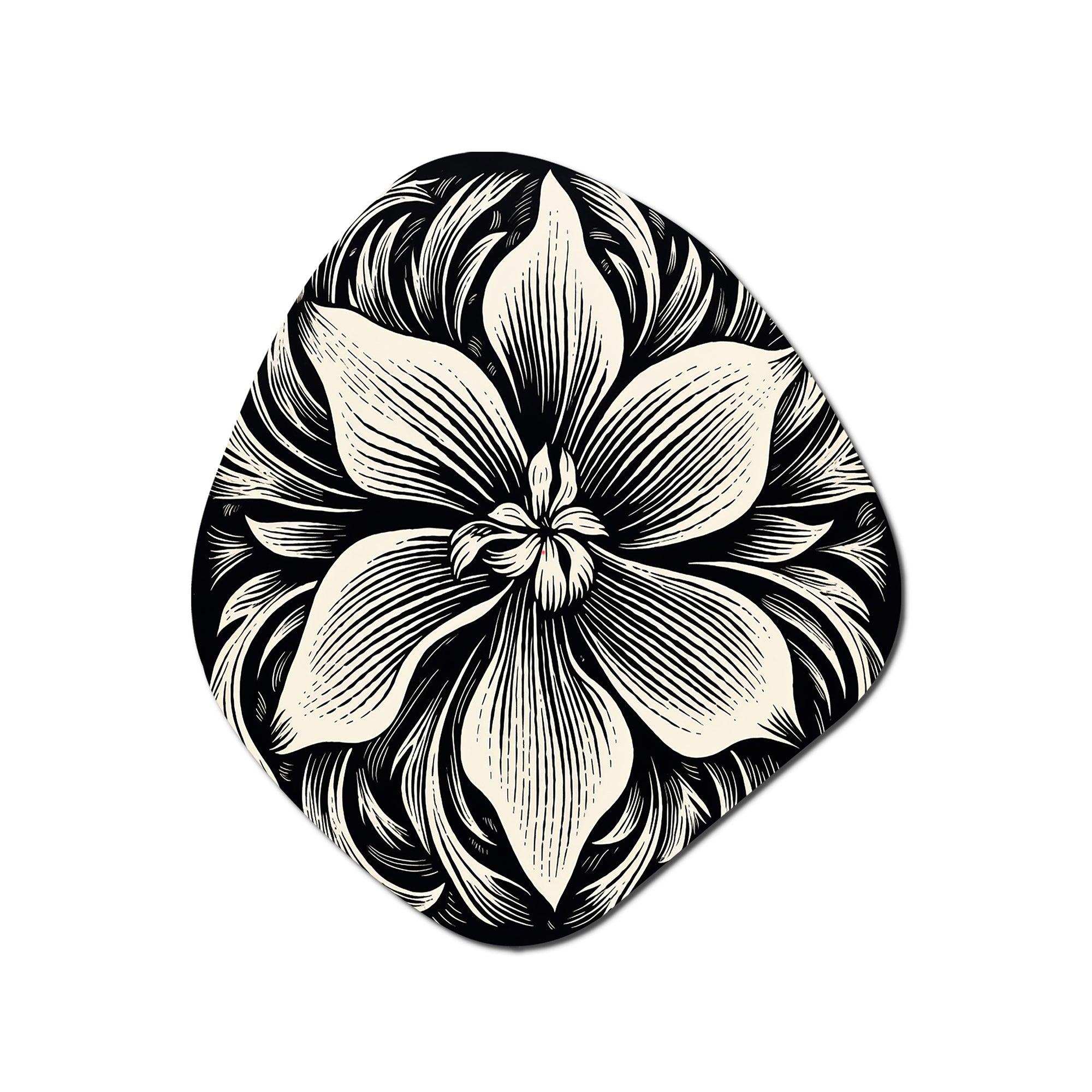 Monochrome Iris In Black And White - Asymmetric Metal Wall Art