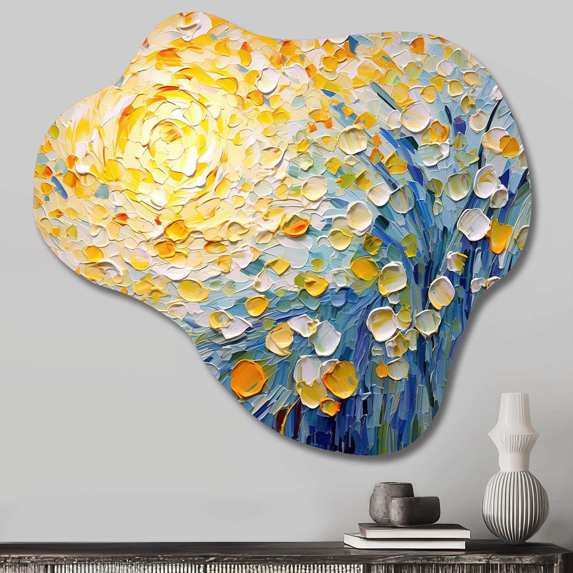 Blossoming Summer Buttercups Flower Field - Asymmetric Metal Wall Art
