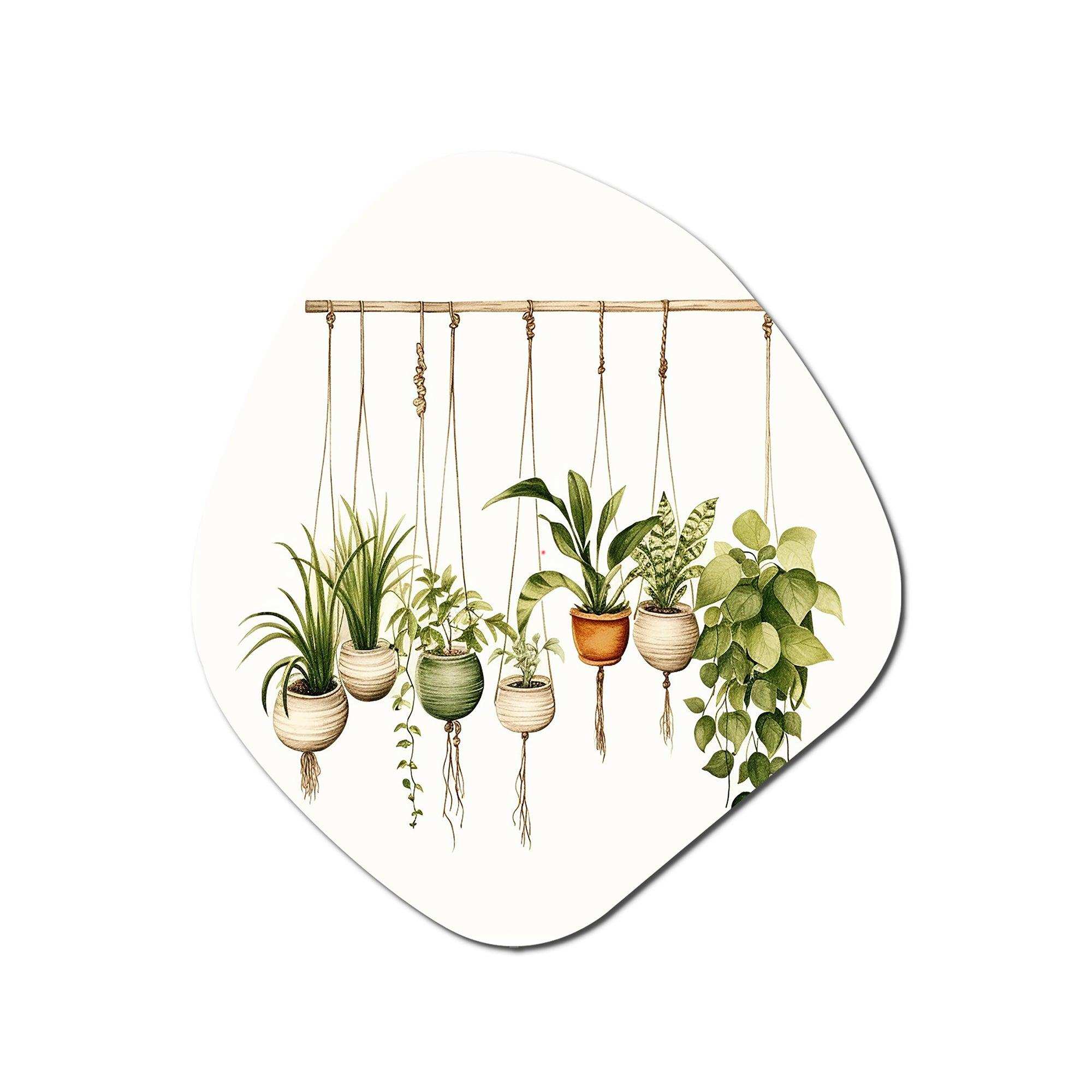 Hanging Decorative Botanical Boho Plants - Asymmetric Metal Wall Art