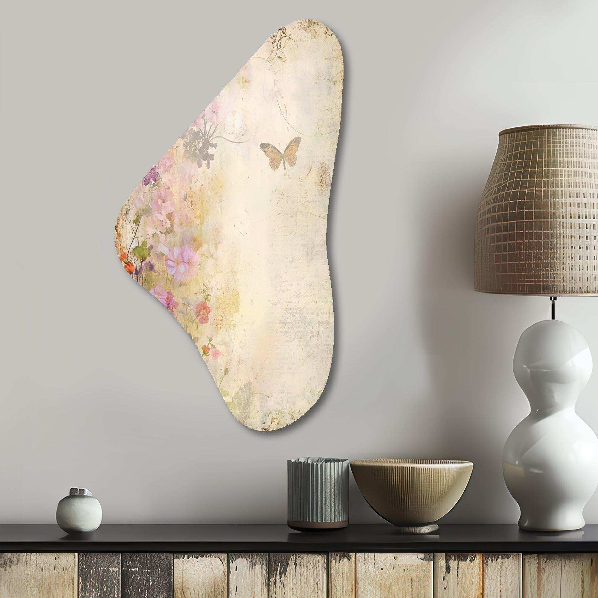 Rustic Bouquet Pink Roses Vintage Art I - Asymmetric Metal Wall Art