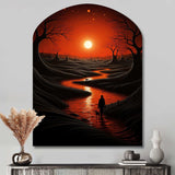 Magical Sunset Over Minimal River Landscape I - Asymmetric Metal Wall Art