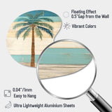 Tropical Palm Tree In Faded Retro Colors I - Asymmetric Metal Wall Art