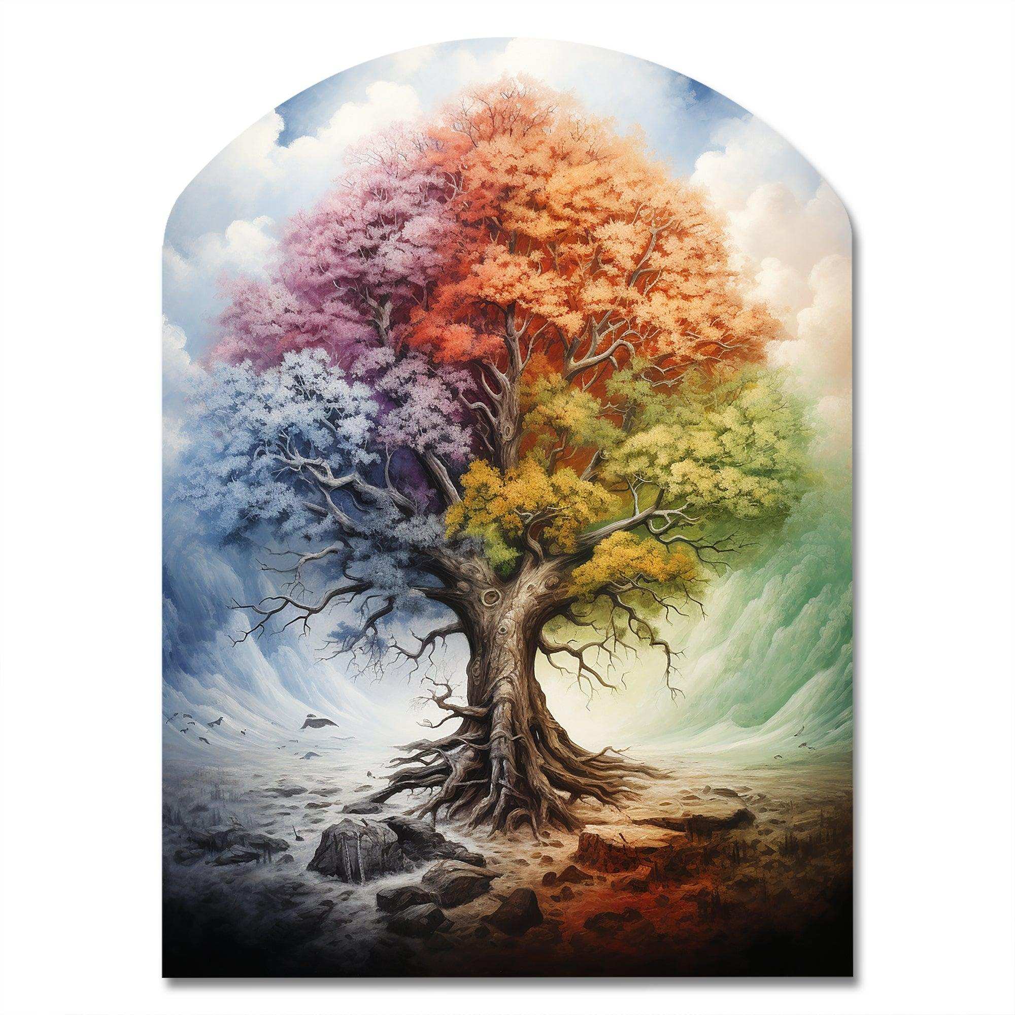 Tree Of Life All Seasons I - Asymmetric Metal Wall Art